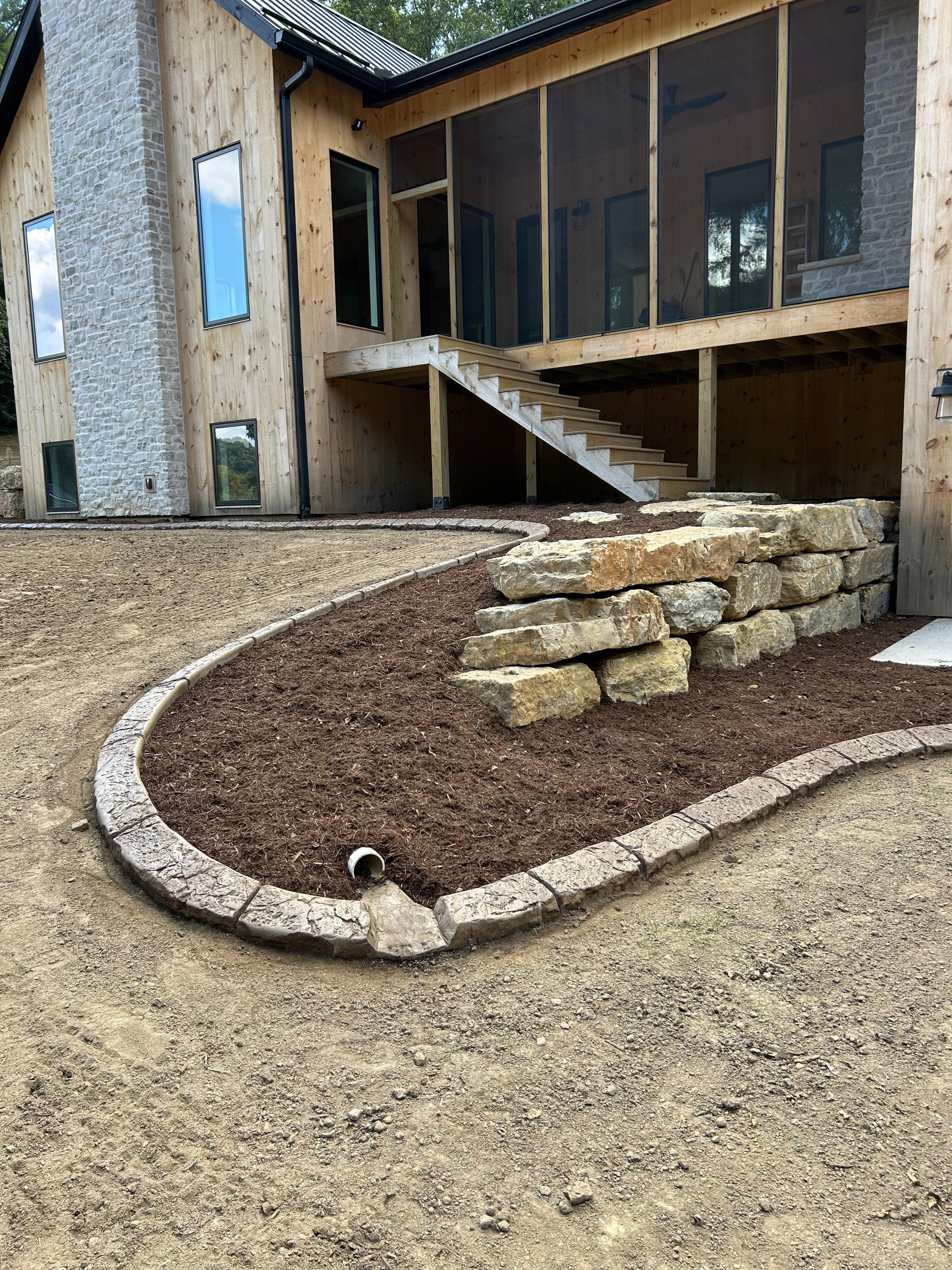 Decorative curbing at modern home